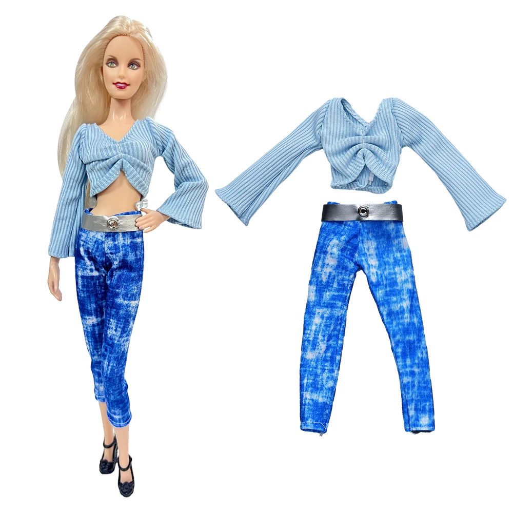 NK Officiële 1 Set Casual Kleding 11,5 Inch Poppenkleertjes Blauw Pluche Overjas Outfit Prinses 1/6 Jurk Mode Pak Meisje Gift JJ