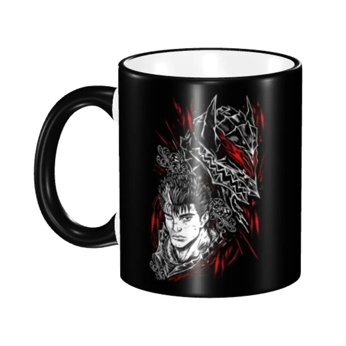 Tazas de Café Personalizadas B-Berserks, Tazas de Cerámica para Té y Leche con Diseño de Manga, Estilo Espadachín Oscuro de Fantasía