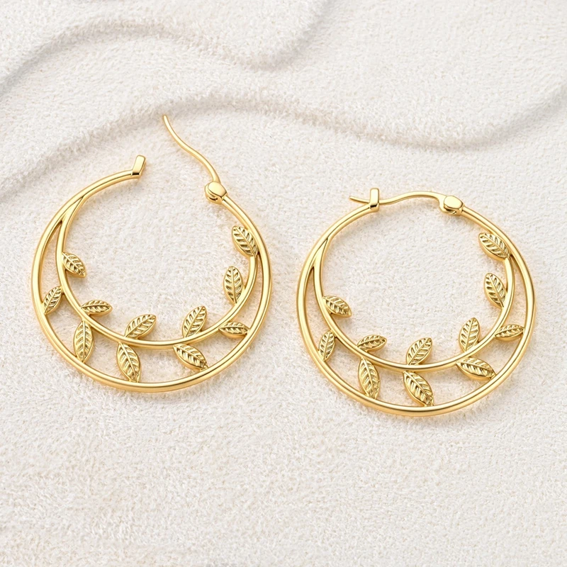 New 925 Sterling Silver Earrings Sparking Four Leaf Clover Moon Stars Praying Hand Hoop Earring For Women Girls Jewelry Gifts