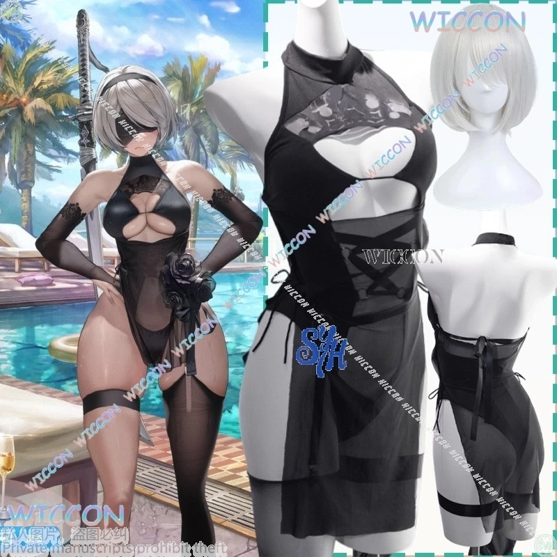 Mag/anime Nikke de la diosa de la victoria Cosplay B disfraz Sexy ropa interior de verano perspectiva mono de natación Bikini pelucas Halloween C
