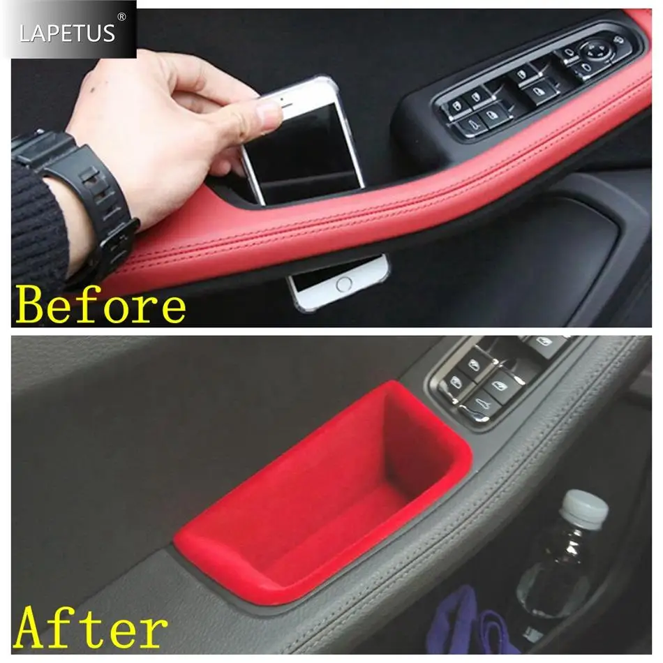 Fit For Porsche Macan 2014 - 2023 Inner Door Handle Armrest Container Holder Tray Storage Box Organizer Accessories Car Styling