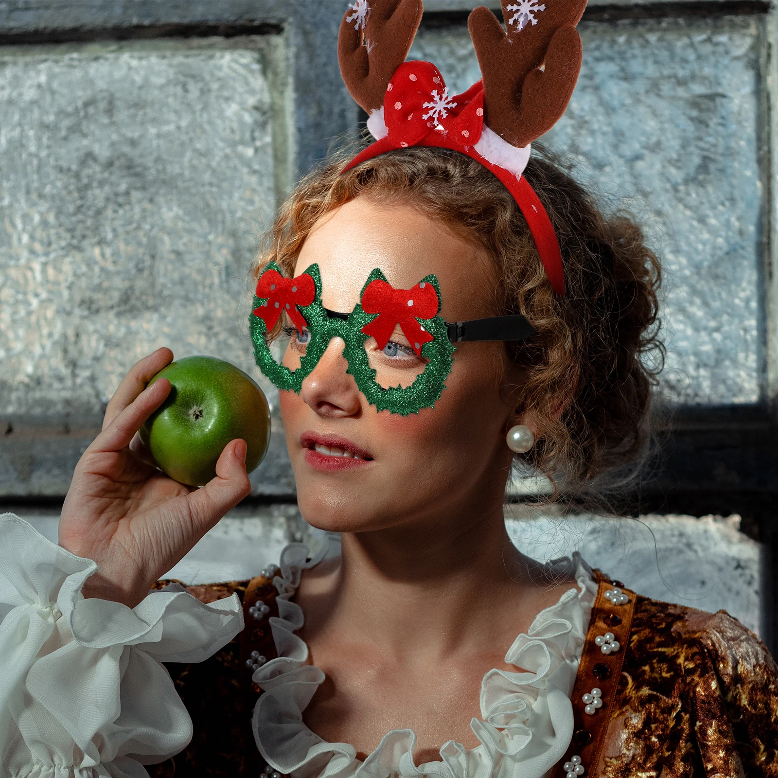 

1 set 1 Set Christmas Glasses Frames Hair Hoops Eyeglasses Hat Props Party Decoration Xmas Cosplay Costume Festival Accessories