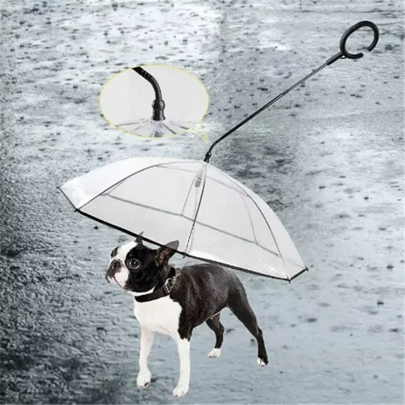 Creative Transparent Small Dogs Leading Umbrella Walking Dogs Traveling Out Waterproof Poncho Pet Supplies