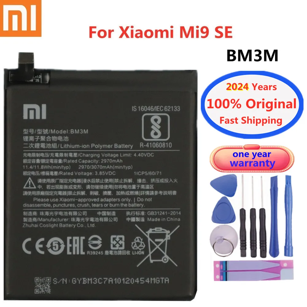 

2024 years xiao mi 100% Original Phone Battery For Xiaomi Mi 9 SE Mi9 SE BM3M 3070mAh Genuine Battery Bateria Fast Shipping