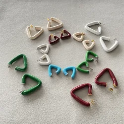 New Fashion European and American Enamel Colored Triangle Hoop Earrings, Female Niche Unique Statement Jewelry for Women