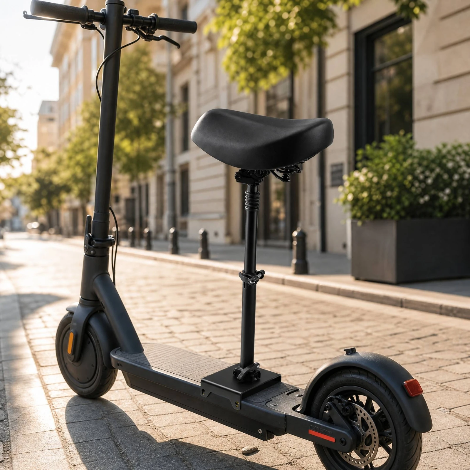 Scooter Saddle Folding Shock-Absorbing Saddle Seat with Coil Spring for Everyday Commuting, Short Trips