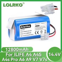 New 14.4V 12800mAh Lithium Battery For ILIFE A4 A4s A4s Pro V7 A6 V7s Plus Robot Vacuum Cleaner ILife 4S1P High capacity battery