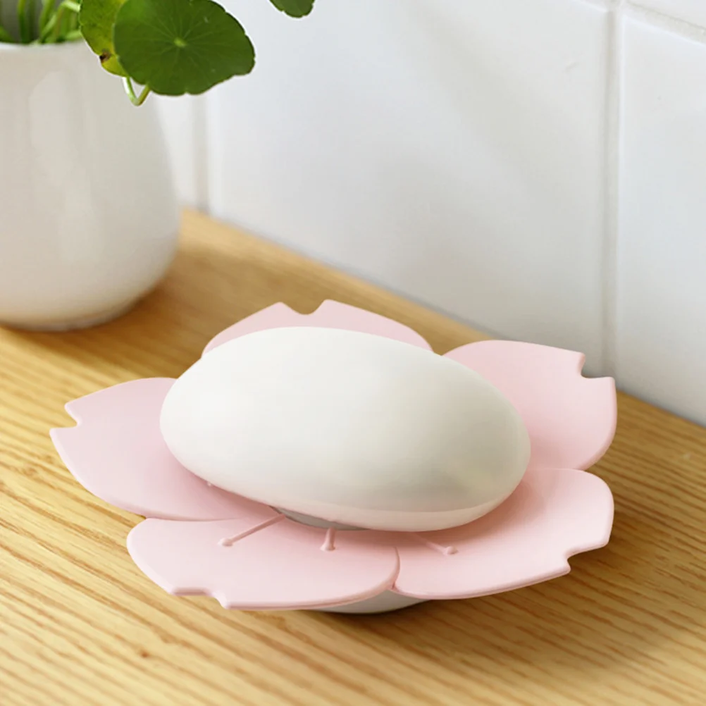 

Creative Draining Cherry Blossom Dish Flower Box Plate Plastic Holder Anti Design for Kitchen Bathroom Keeps Soap Dry