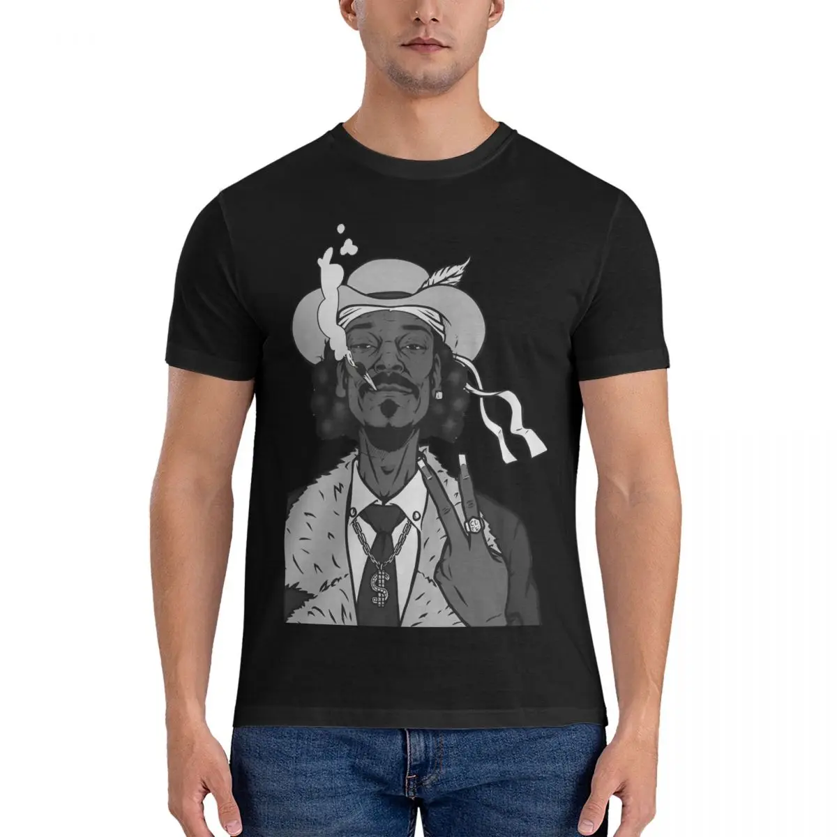 

Men Snoop Dogg Rapper T-Shirts Pure Cotton Tops Summer Vintage Short-Sleeve T Shirt O-Neck Hippie Casual Tshirt New Arrival