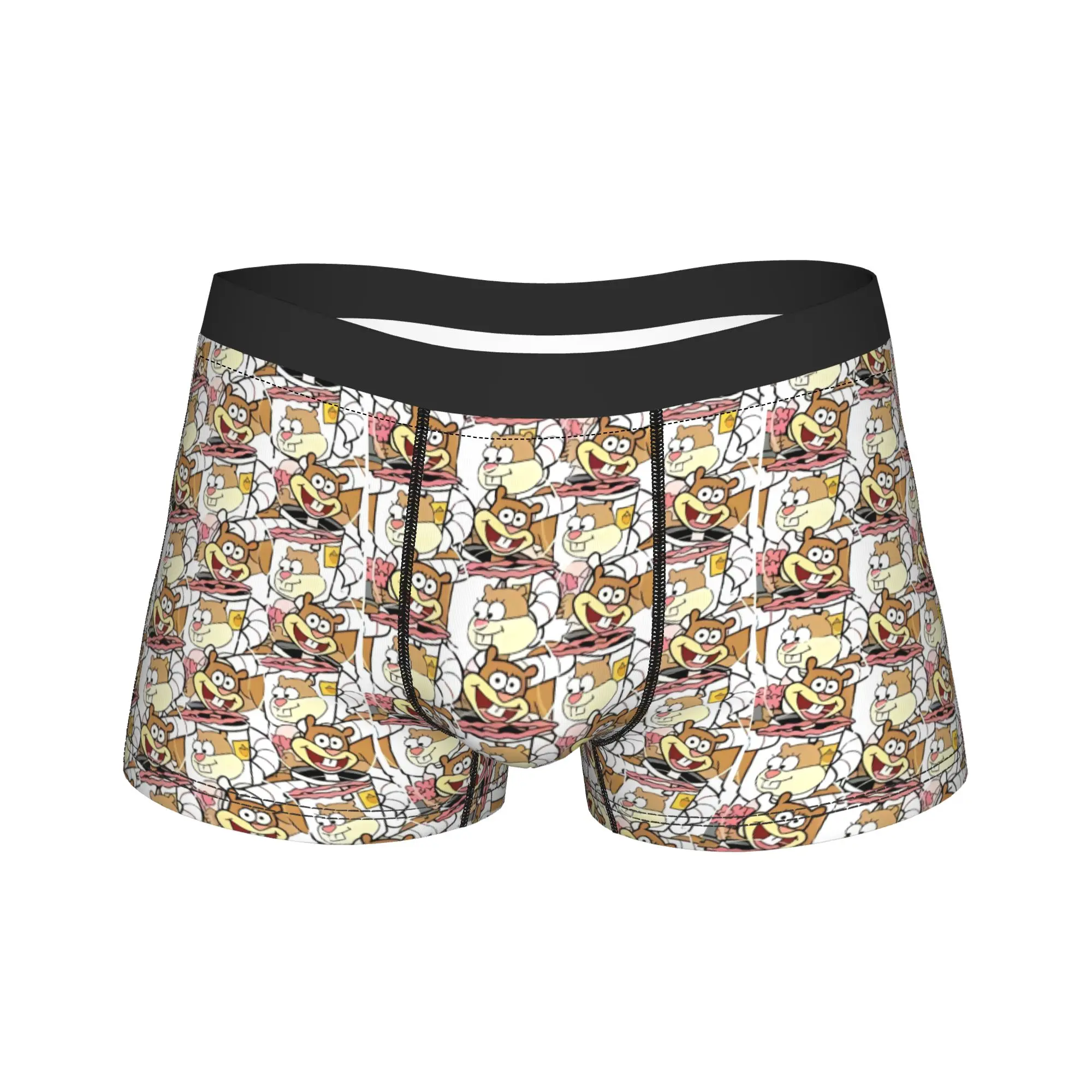 SpongeBobs Dense Character Collage Underwear  Breathable Underpants Custom Boxer Brief For Male Pouch Oversize Boxer Shorts