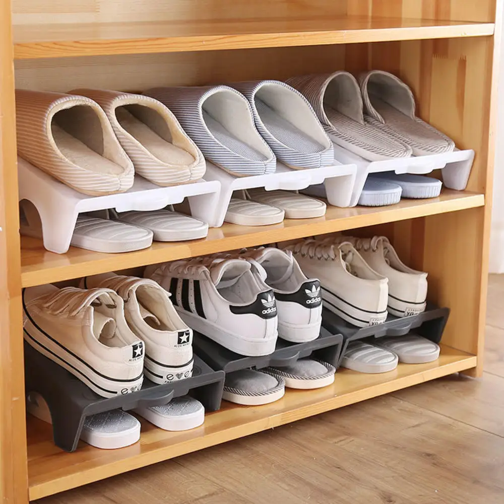 Simple Shoe Holder Space Saving Double Shelf Household Multifunctional Creative Plastic Shoe Storage Rack Cabinet