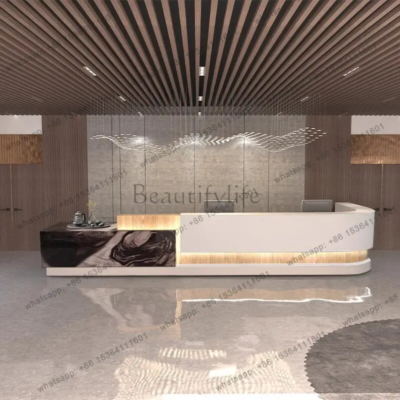 Factory Direct Sales Nordic High-end Hotel Reception Desk Modern Luxury Slate Restaurant Bar Salon Commercial Furniture Atril Co