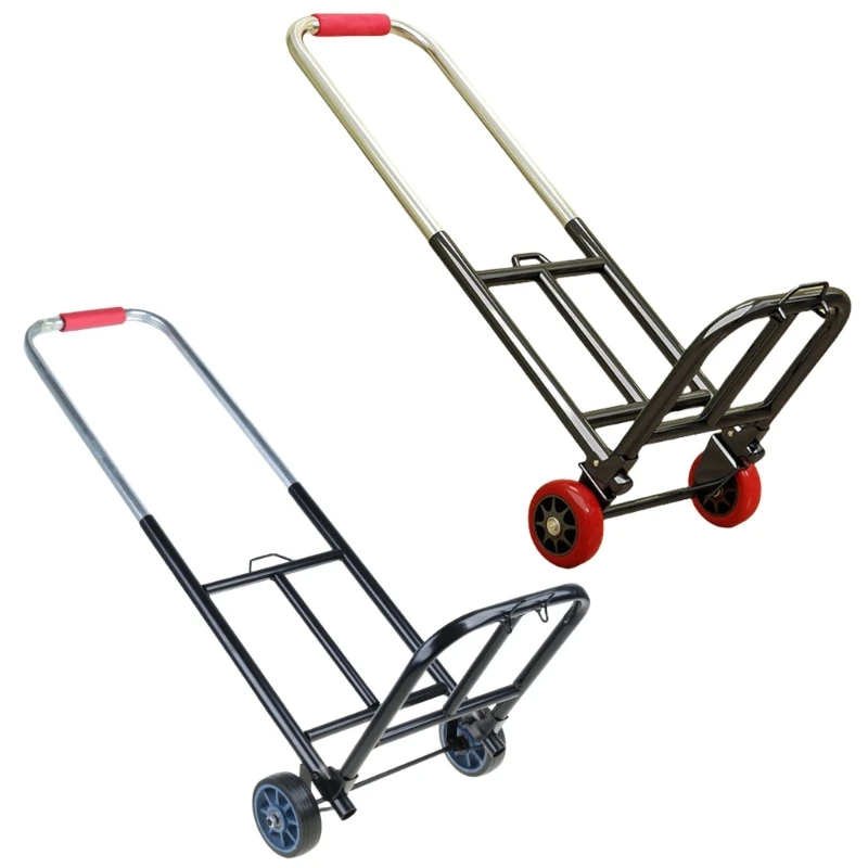 

Space Saving Foldaway Utility Cart Easy to Store and Convenient Pull Wagon with Rubber Tires for Home and Travel Needs