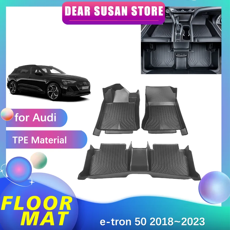 Car Floor Mat for Audi e-tron 50 2018~2023 2019 2020 Waterproof Foot TPE Interior Liner Carpet Pad Custom Cover Rug Accessories