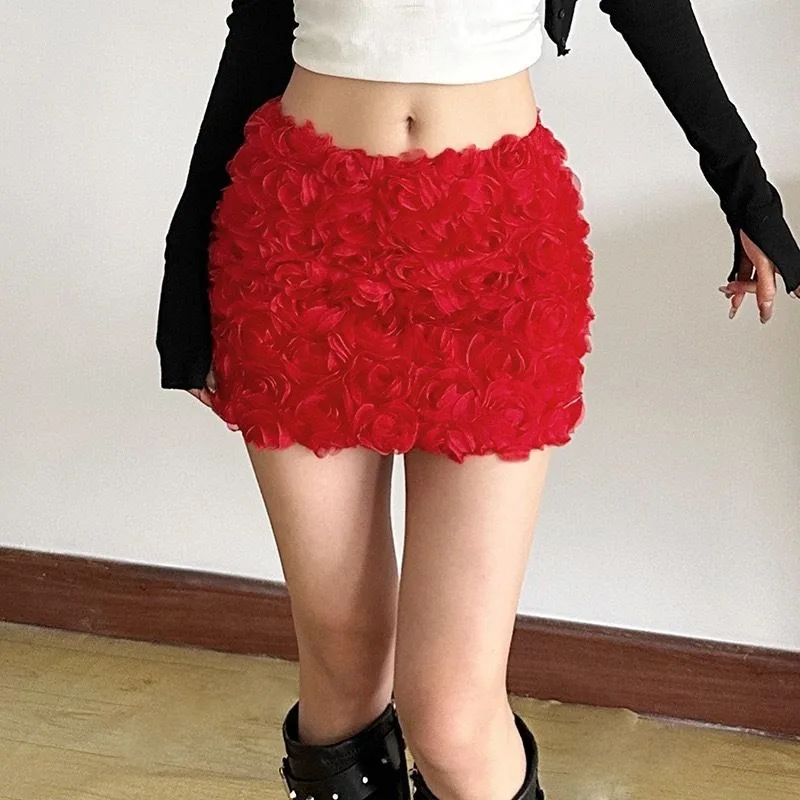 2026 Summer Heavy Industry Three-dimensional Decorative Short Skirt High Waist Temperament Skirt