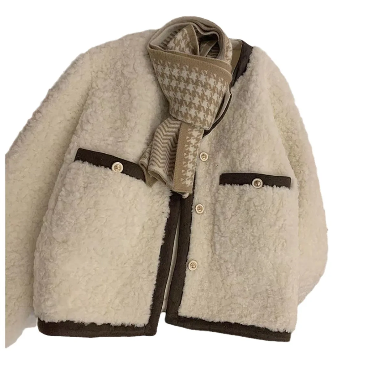 Autunno e inverno cappotto di peluche di agnello da donna in pelliccia sciolta all-in-one piccolo cappotto corto profumato addensato 2024 nuovo top