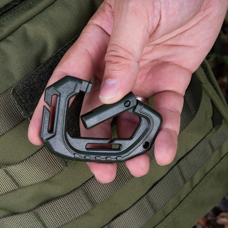 Military Plastic Tactical Carabiners - Multi Purpose Carabiner Clip Tactical D Ring - Plastic D-Clips Pack of 5