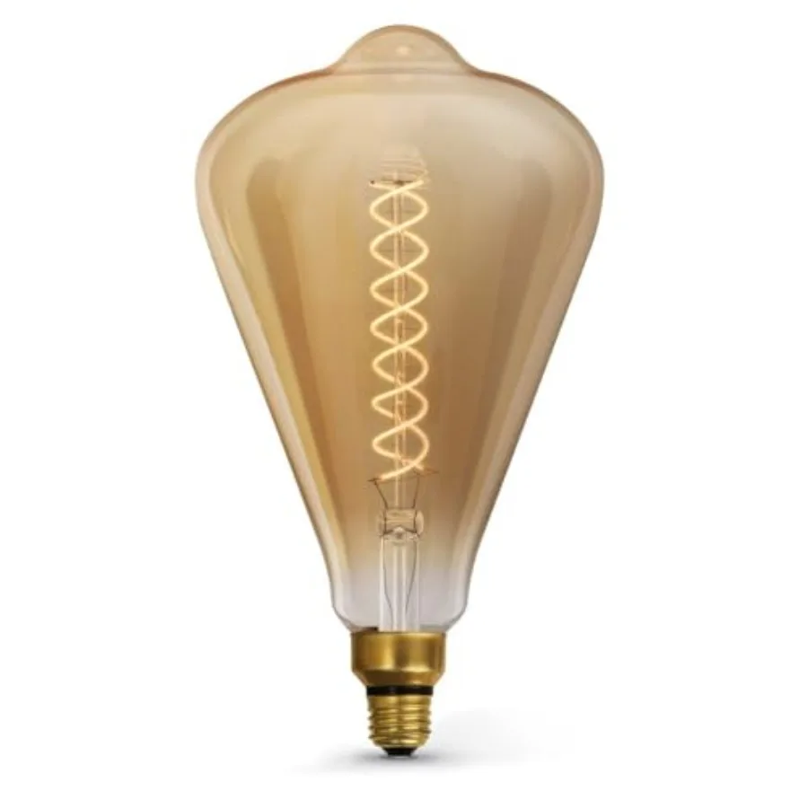 Exposed Filament Amber Glass LED with a Medium E26 Base Light Bulb - 60W Equivalent - 10 Year Life - 300 Lumen - 2100K - Dimmab