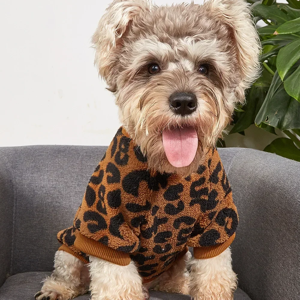 

Puppy Pullover Dog Clothes Leopard Printed Pet Vest Winter Dog Clothes For Small Medium Dogs Puppy Cat Chihuahua Yorkie Pug Coat