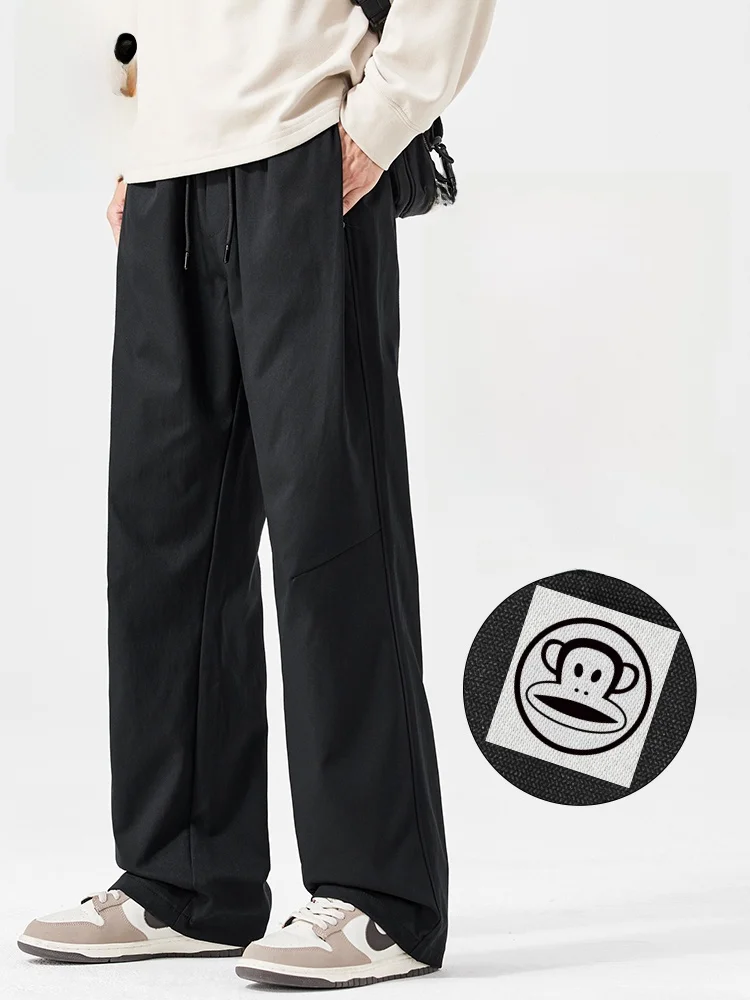 

PaulFrank Bla Casual Pants Men's Spring Trendy Loose Straight Leg Sports Trousers American Sle Polyester Fiber No Stretch