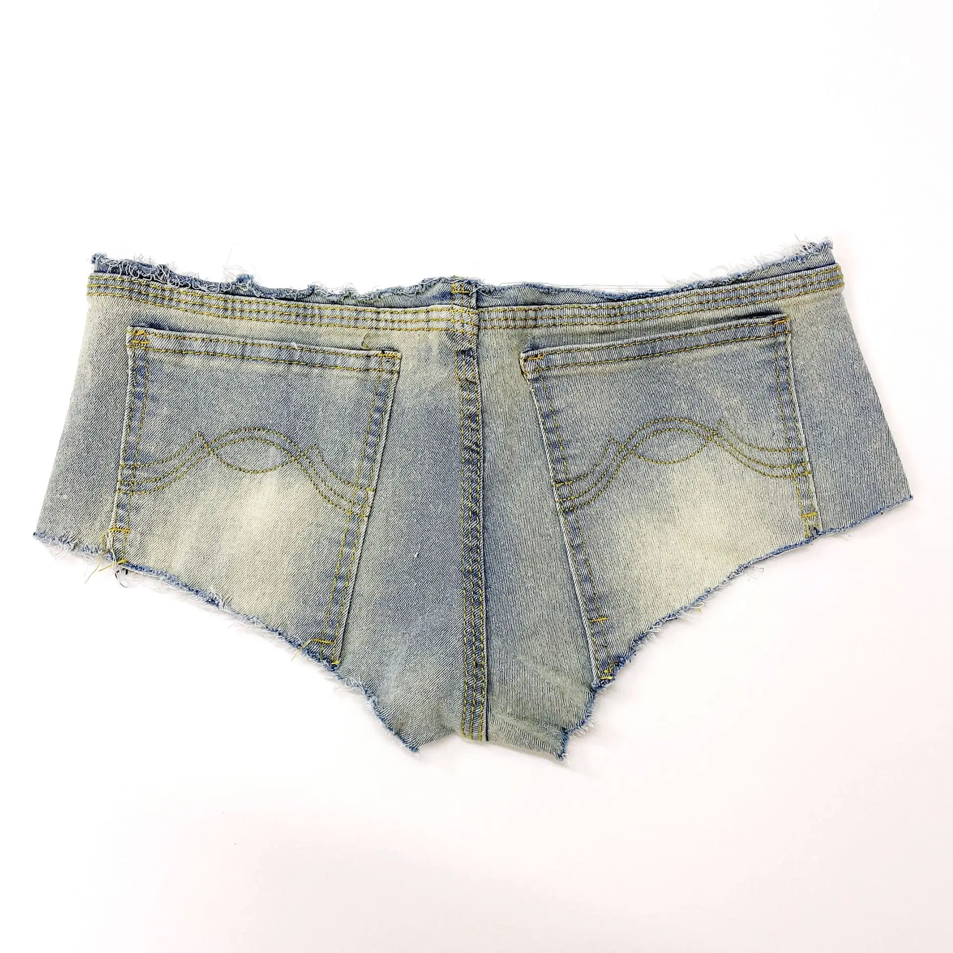 Feminino sexy cintura baixa estiramento zíper mini shorts jeans buraco calças quentes clubwear