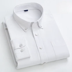Men Shirts Long Sleeve 100 Cotton Striped Plaid Shirt Oxford Casual Colorful Regular Slim Fit Shirt Men Social Formal Fashion