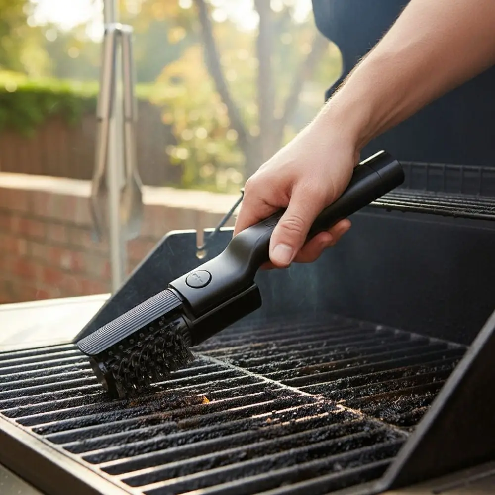 360 Degree Rotate Electric Grill Brush Adjustable Angle Wireless BBQ Grill Cleaner with Replacement Brush Head Rechargeable