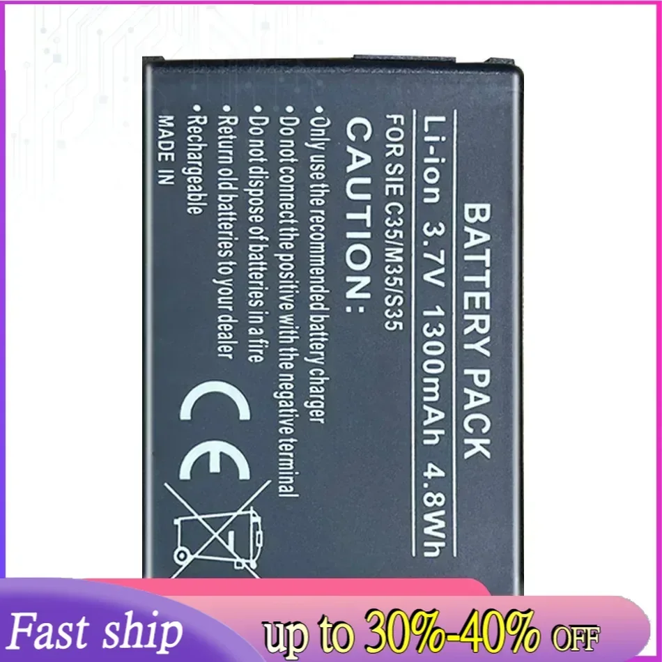 Battery C35/M35/S35 1300Mah For Siemens 3506, 3508, 3518, 3568, 3608, C35,C35e,C35i,M35,P35,S35, S35i,S46,S47