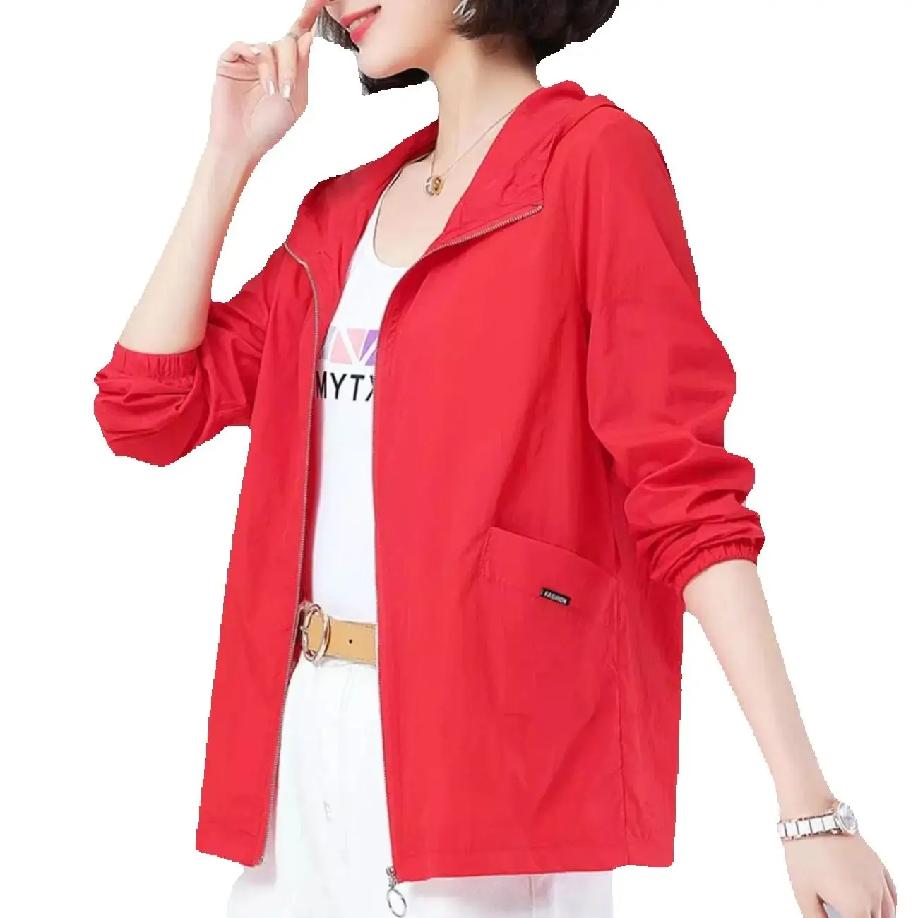 2025 New Sunscreen Clothing Women Summer Jacket Middle Aged Mothers Clothes Short Jackets Loose Thin Coat Female Outerwear Tops