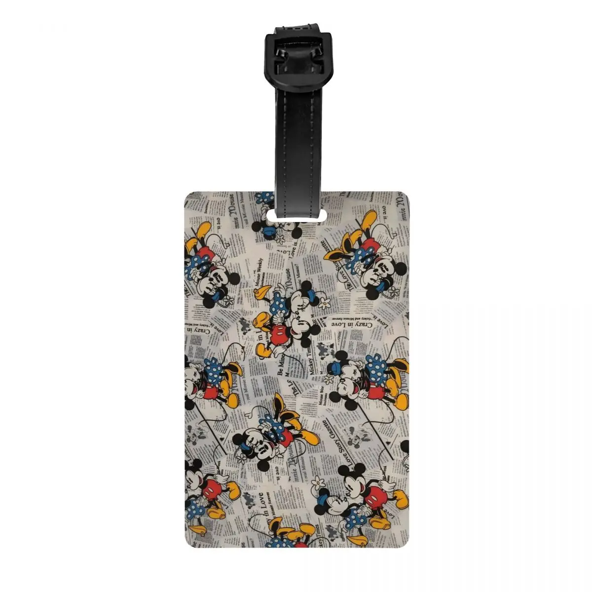 

Custom Mickey Mouse Wallpaper Cartoon Luggage Tag With Name Card Privacy Cover ID Label for Travel Bag Suitcase