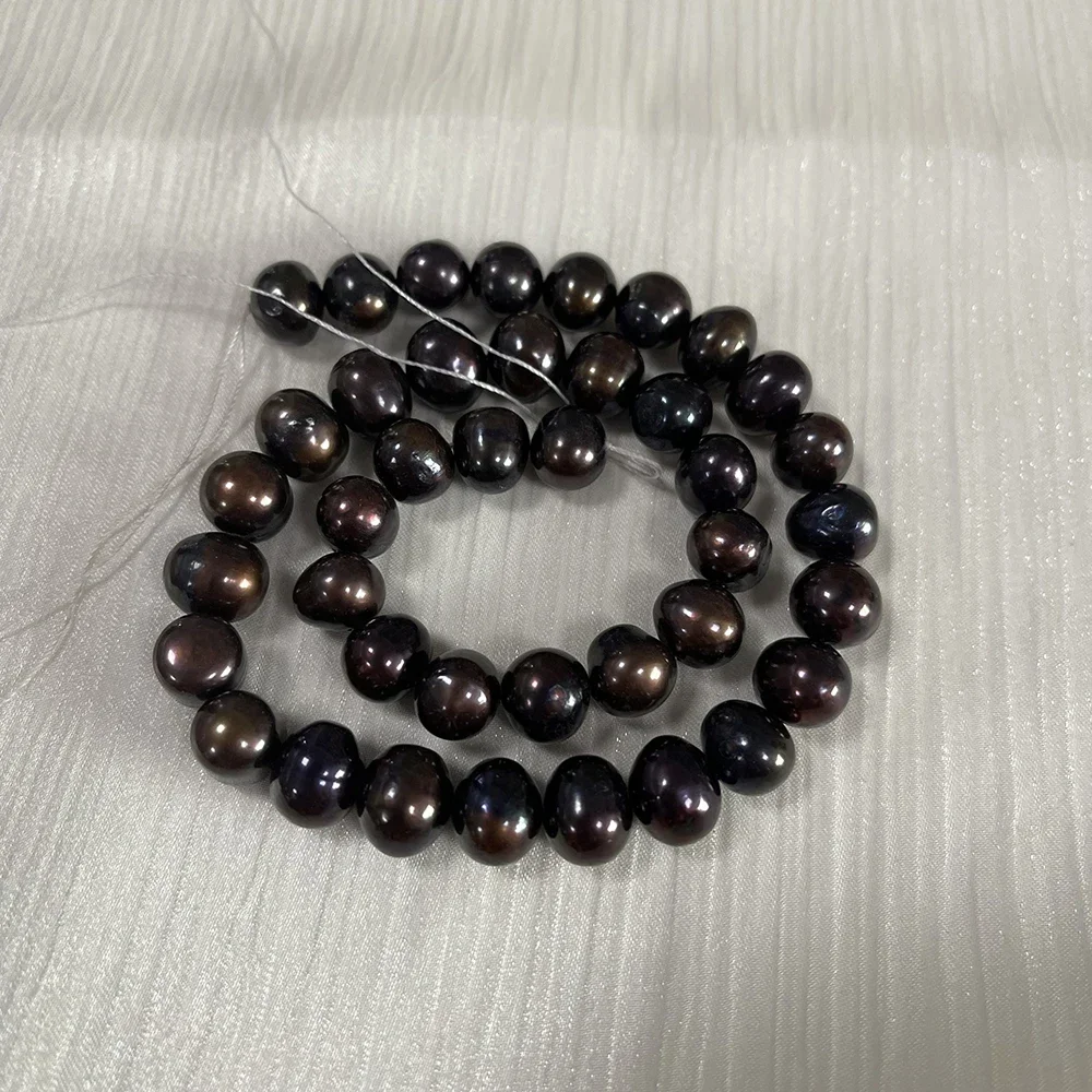 10-11mm 4A Natural Freshwater Pearl Black Round Fine Gift 100%Isolated Bead Women Jewelry Make DIY Necklace Bracelet Accessories