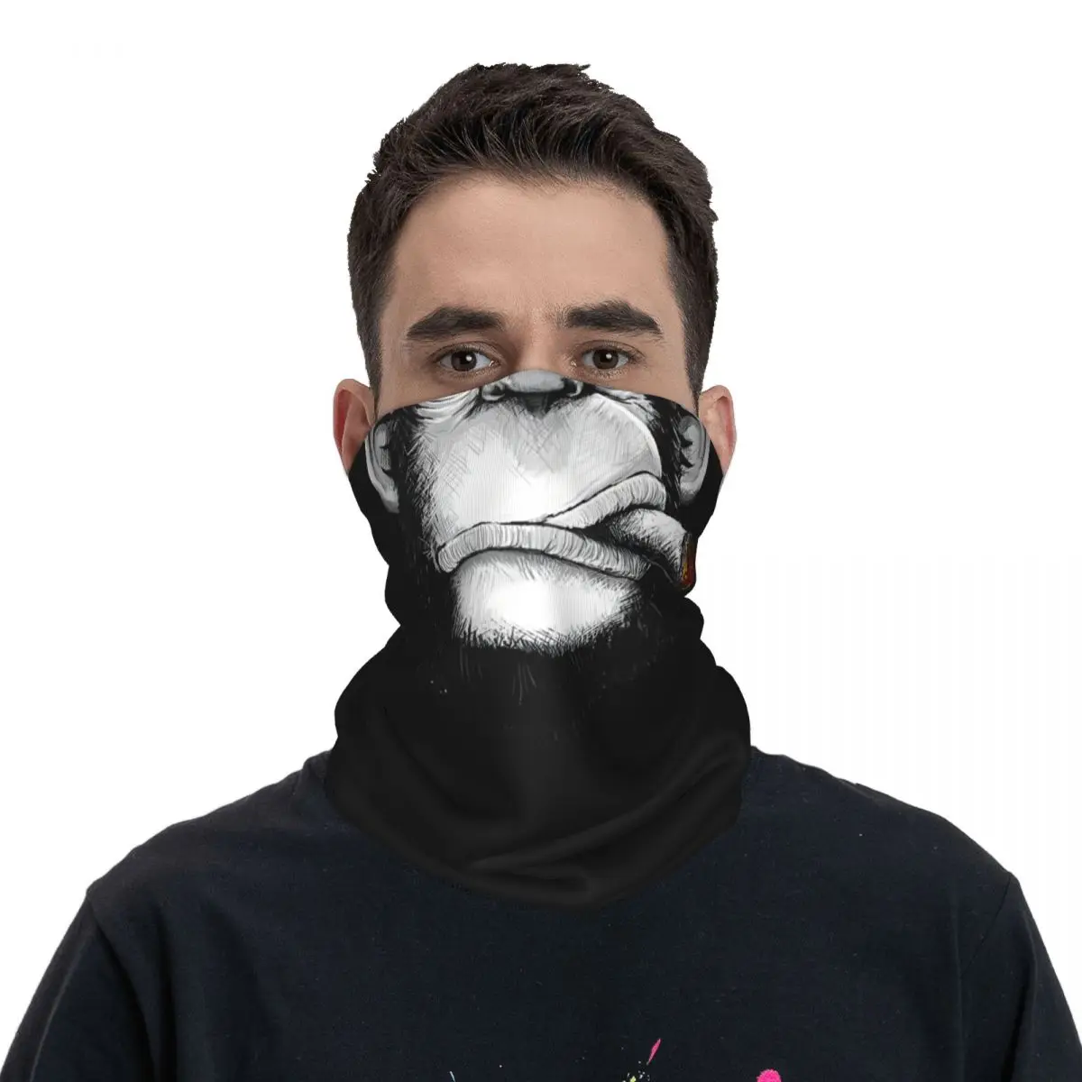 Monkey Smoking Sticker Bandana Neck Cover Motorcycle Club Monkey Gorilla Face Scarf Hiking Unisex Adult Winter image 5