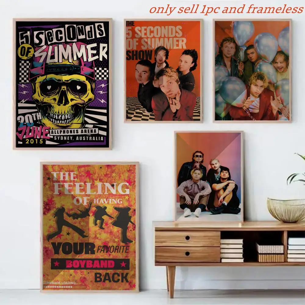 Painting Calligraphy Canvas Mural For Interior Walls Crease-Free Beautiful For Living Room Bedroom Band 5 S-seconds Of Summer