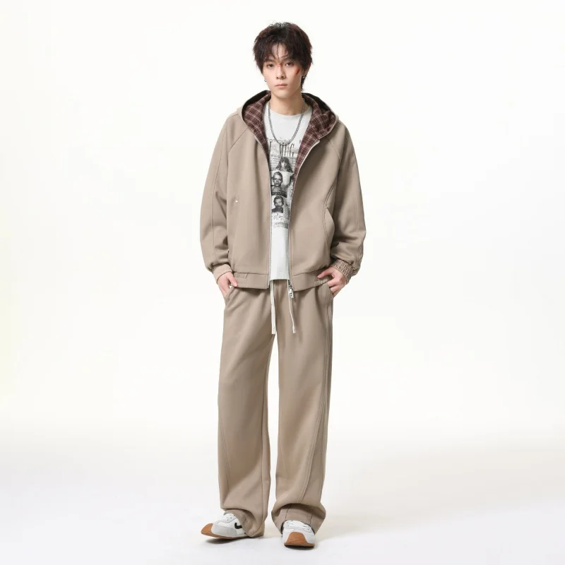 

Весенний новый клетчатый костюм, модный повседневный комплект унисекс из двух предметов, высококачественный домашний комплект с кардиганом