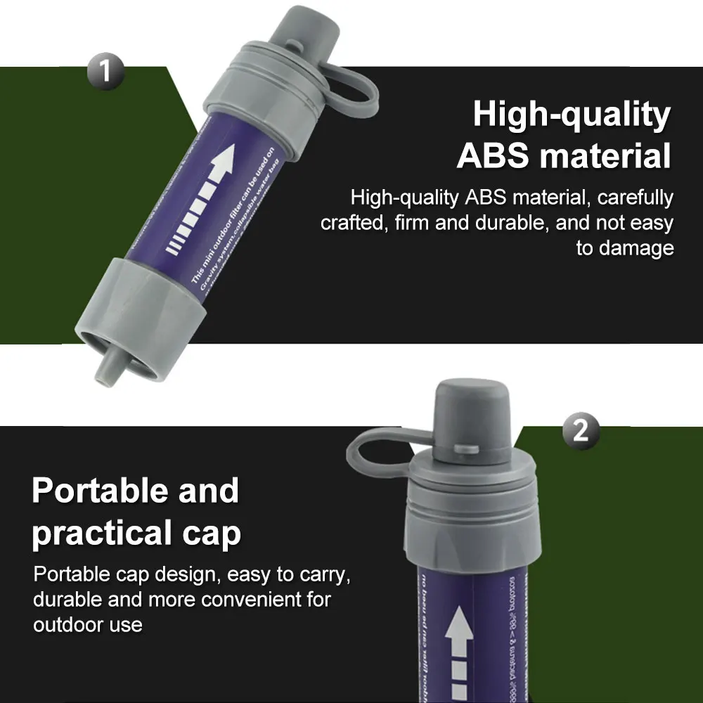 فلتر مياه شخصي محمول لترشيح المياه في حالات الطوارئ للمشي لمسافات طويلة والتخييم والسفر والاستعداد في حالات الطوارئ