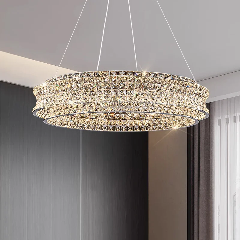 luxo moderno k9 crystal chandelier led pendant lamp pendurado luminaria duplex villa living sala de jantar quarto home decor 01