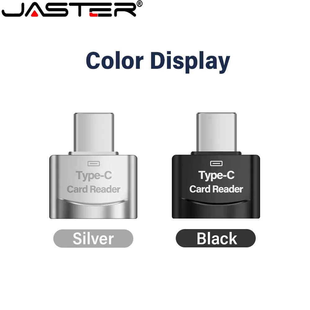 JASTER High Speed Metal Type-C Memory Stick Card Reader Silver Black Universal Card Reader Use for Mobile Phone Tablet Computer