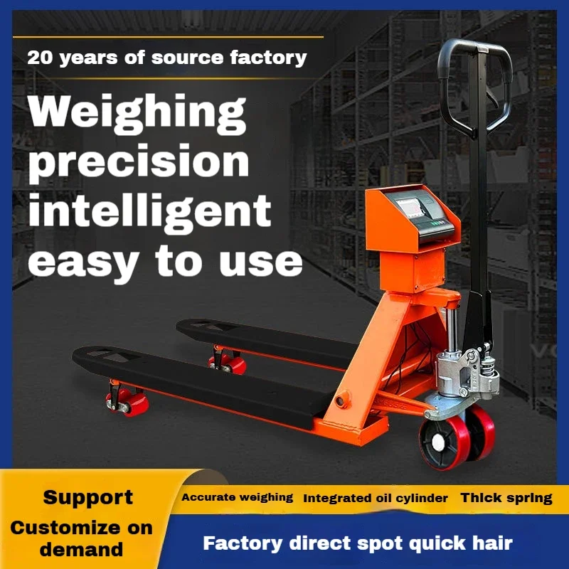 New Electronic Forklift Scale (2-3 Tons), Manual Hydraulic Hand-Push Pallet Truck Scale, Ground Cow Weighing Forklift