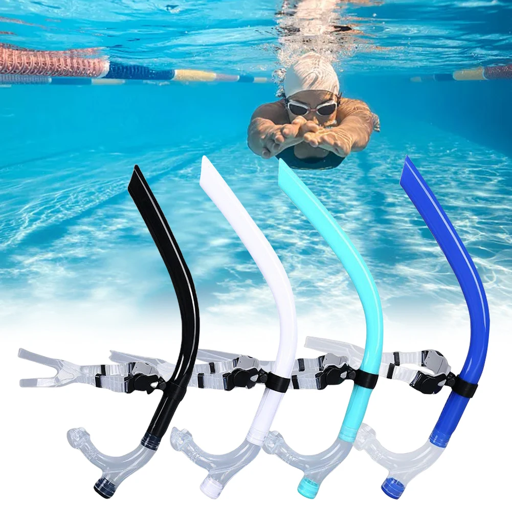 Swim Training Snorkel Silicone Center-Mount Front Mouthpiece Comfortable Swimming Front-Breathing Tube for Adult Youth Kid