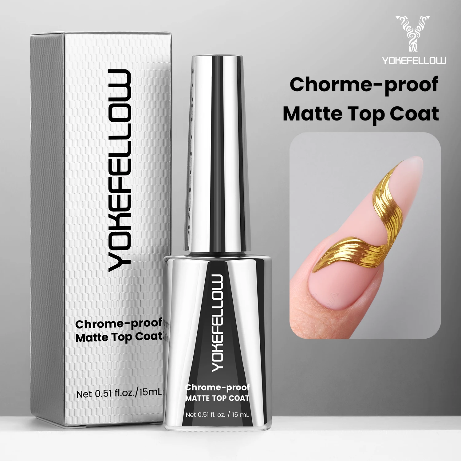 YOKEFELLOW GleamTap Chrome-proof Matte Top Coat - HEMA & TPO Free Friendly Formula, 15ml Powder-Resist Matte Finish Top Coat for Detail Chrome Powder Paint