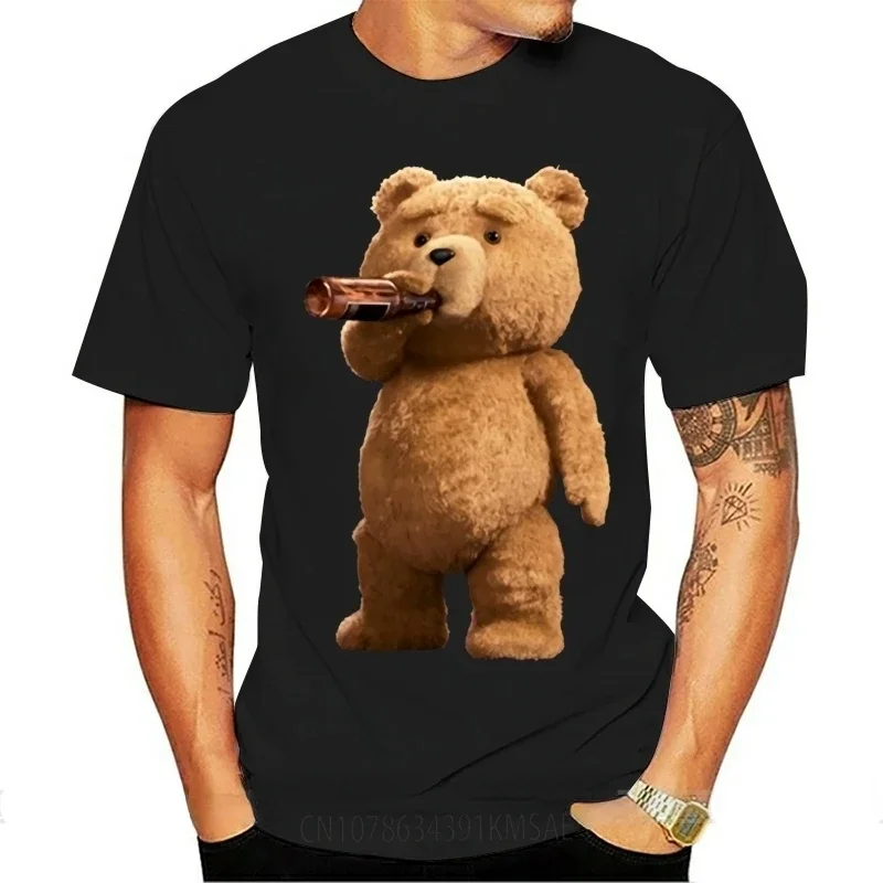 Kawaii Clothes Lovely Ted Bear Drink Beer Poster TShirts Summer Fashion Comfortable Breathable Short Sleeve Unisex Streetwear