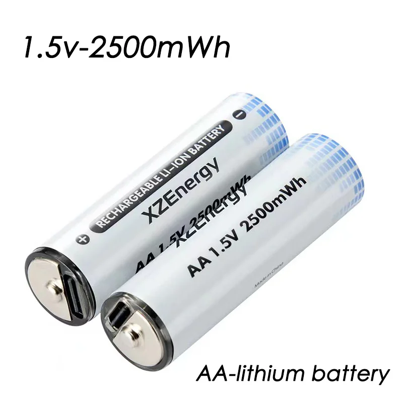 AA USB Rechargeable Lithium Ion Battery 1.5V AA 2500mah/Lithium Ion Battery Toy Watch MP3 Player Thermometer Keyboard