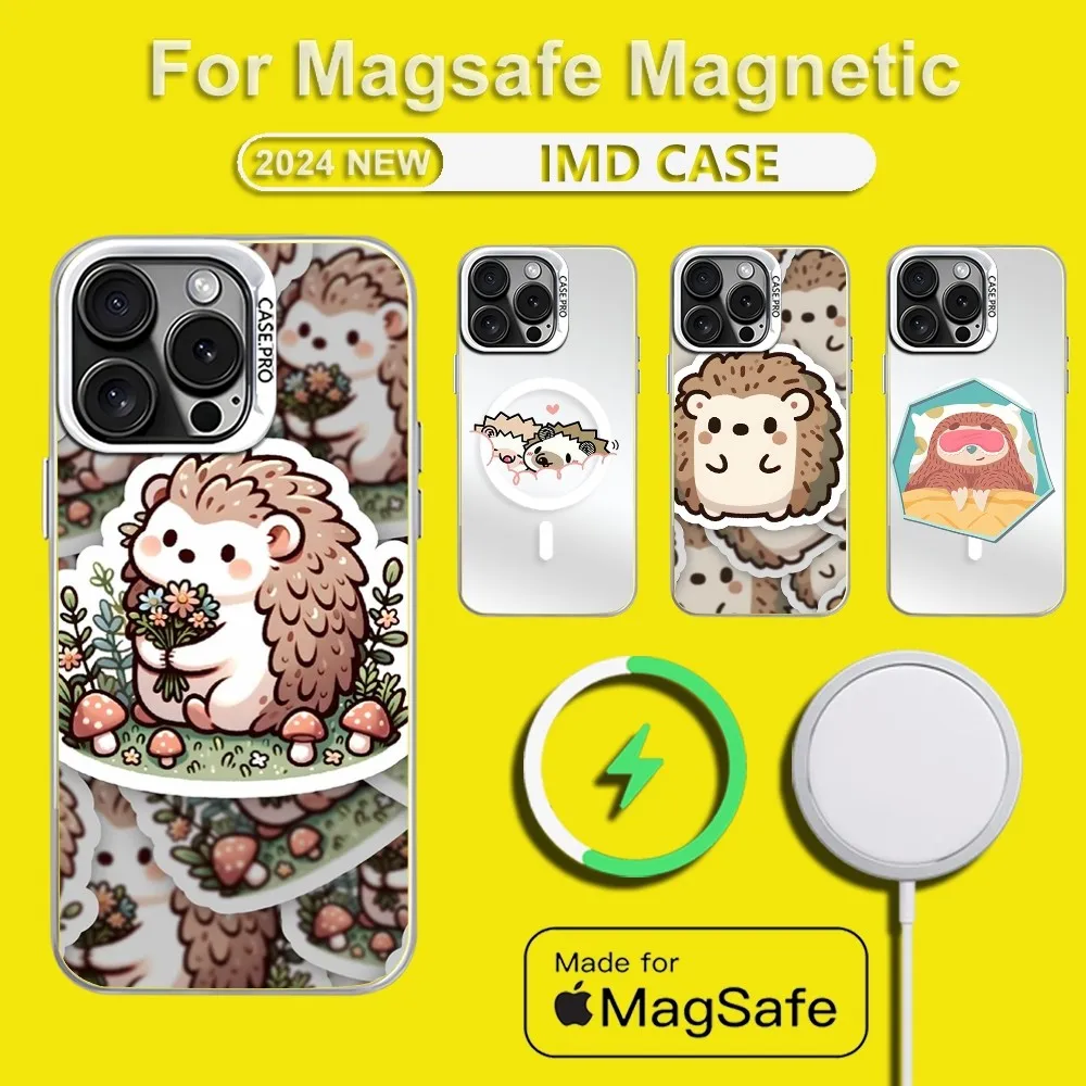 

Мультяшный чехол для телефона с ежиком для iPhone 15,14,13,12,11,Plus,Pro,Max Mini Magsafe, магнитная Беспроводная зарядка