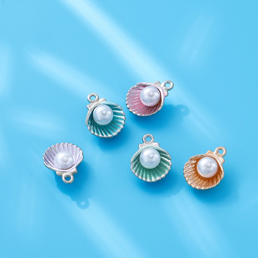 10Pcs Ocean Starfish Shell Charms With Imitation Pearl Pendants For Necklace Bracelet Pendants DIY Jewelry Making Accessories