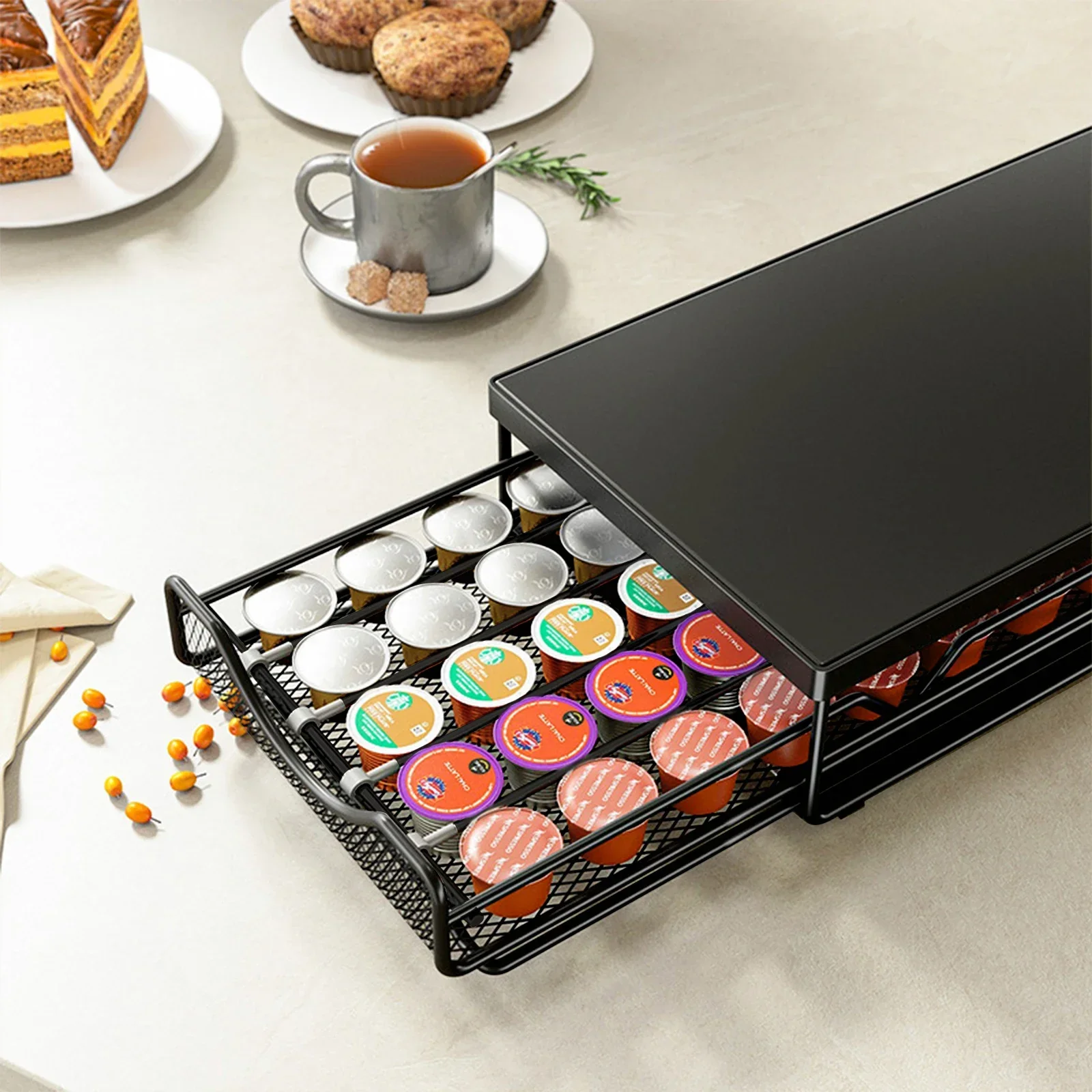 

Ящик, стеллаж для хранения кофе, выдвижной, регулируемой шириной, выдвижной, идеально подходит для кухни, офиса, кафе, столешницы или шкафа