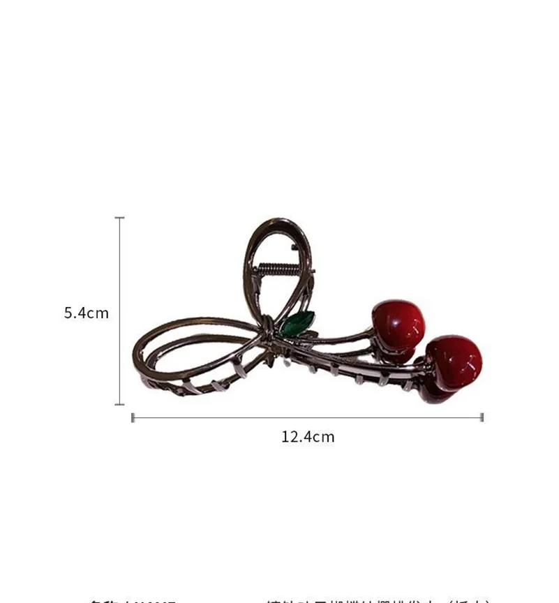 New Elegant Cherry Metal Hair Claw Clips per le donne Y2K coreano Sweet Large Geometric Hairgrips granchi Ponytail Holder Headwear
