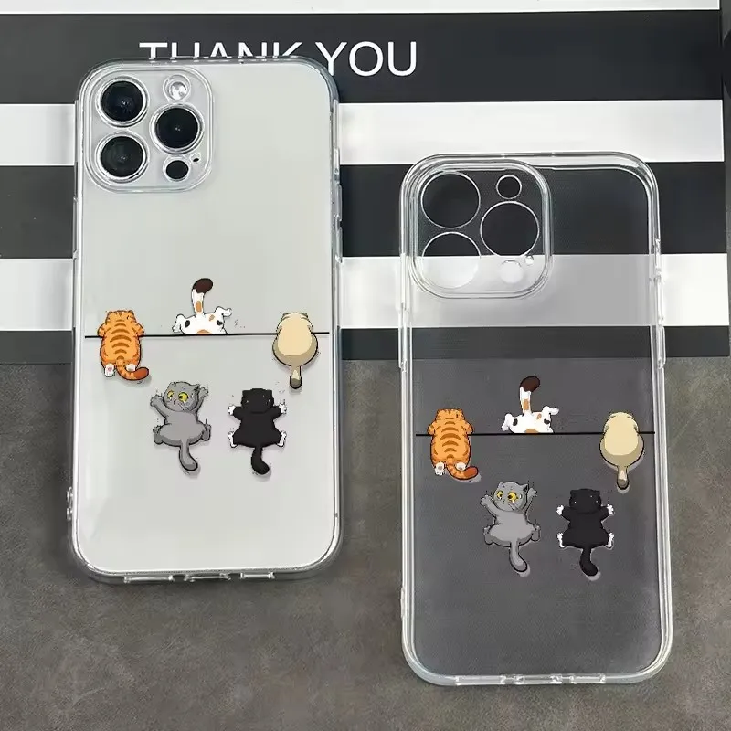 Five Cute Cat Pattern Phone Case For iPhone 11 12 13 14 15 16 17 Pro Xs Max Mini 8 7 Plus 16e 17e  Air Clear TPU NonSlip Cover - view 5