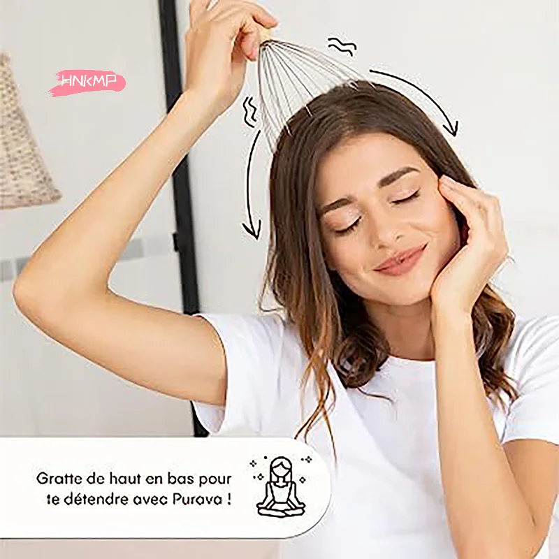 Octopus Head Wooden Handle Massager for Scalp Relaxation And Body Tension Relief Health Care Tool for Scratch Scratcher
