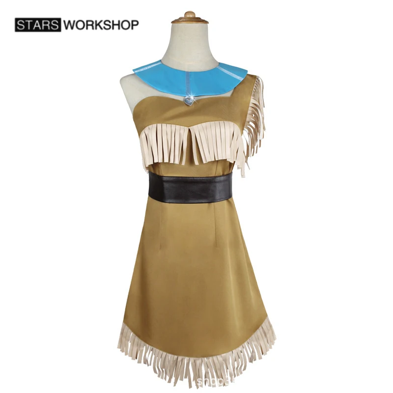 Pocahontas Indian Cosplay Costume Women Beautiful Princess Dresses Uniform Outfits Halloween Carnival Party Suit