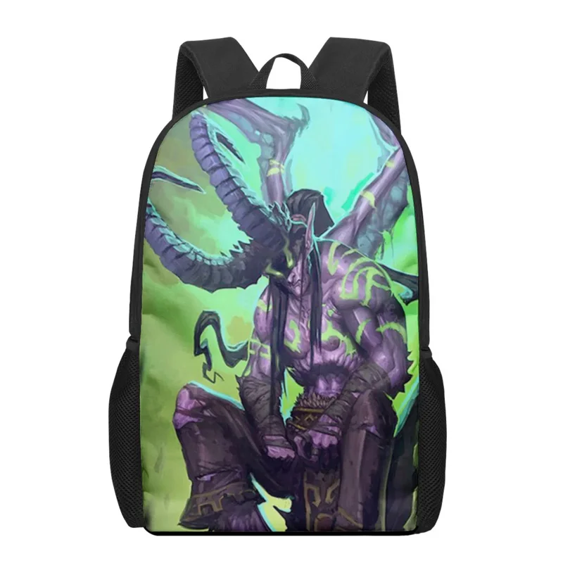 World of Warcraft-Sacs d'école College en 3D pour enfants, sac à dos étudiant, sac de livre scolaire, sac à dos de voyage décontracté, jeu pour filles et garçons, 03